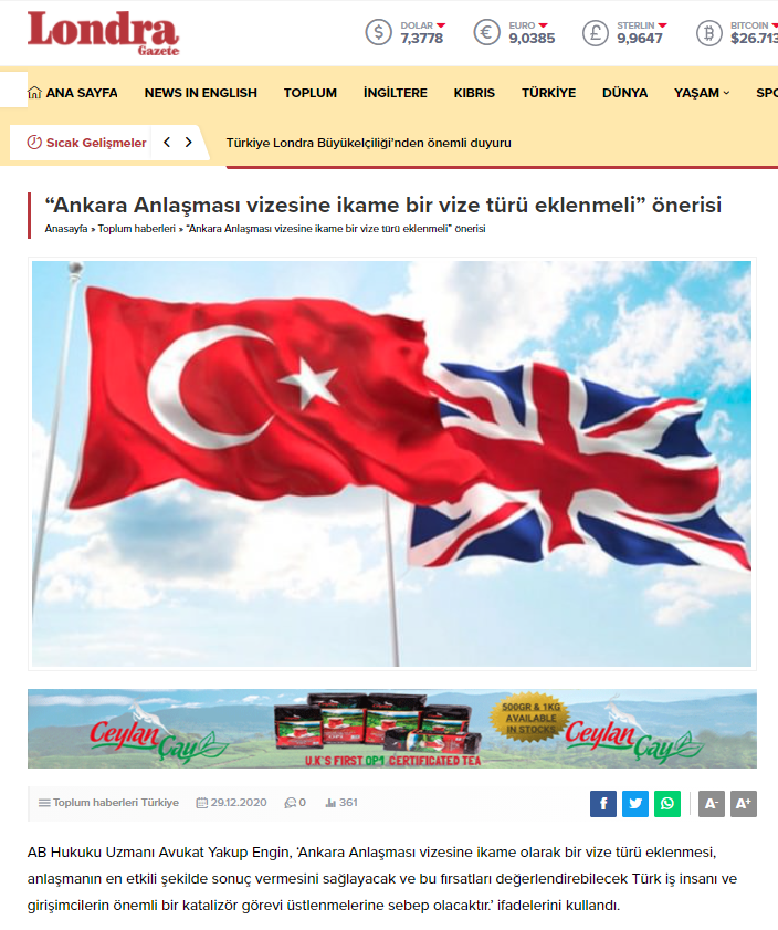 CSS Legal: İngiltere nin Ankara Anlaşması Vizesi Bitiyor