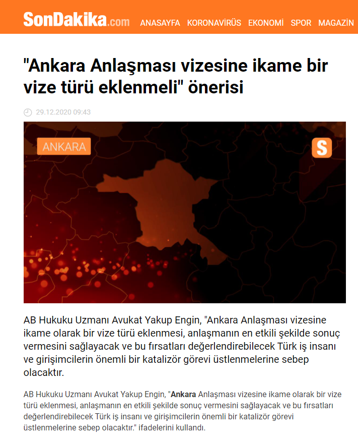 Ankara Anlaşması vizesine ikame bir vize türü eklenmeli