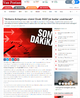  Ankara Anlaşması vizesi Ocak 2020’ye kadar uzatılacak 
