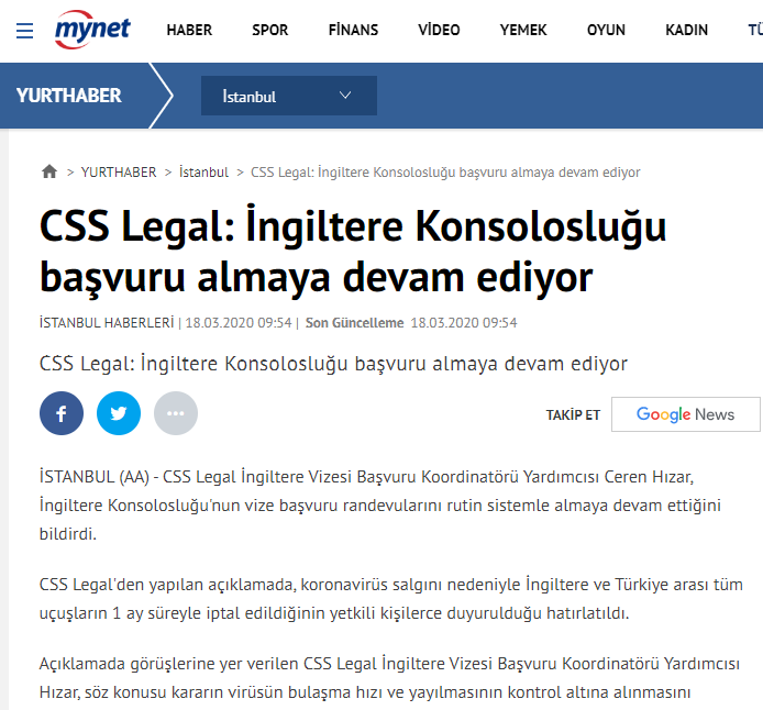 CSS Legal: İngiltere Konsolosluğu başvuru almaya devam ediyor